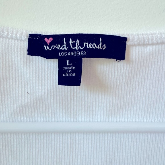 Junior Mixed Thread Adjustable front crop cinch white short sleeve shirt Large - Picture 4 of 5